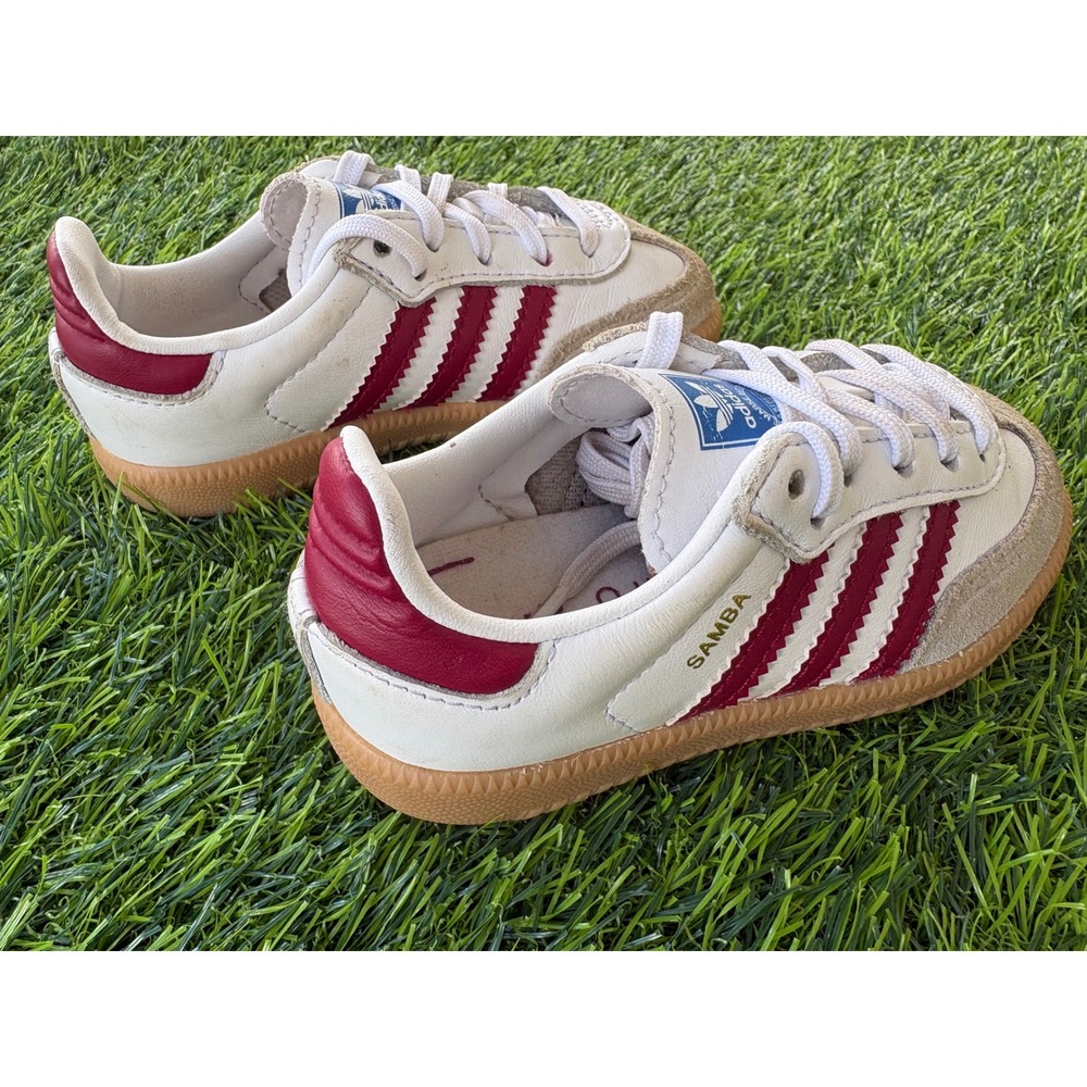 Adidas Samba OG Toddler White Burgundy Gum Sneakers IE1336 Size 7K